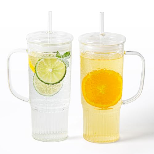 50% Off GOSCHE 24oz Glass Cups with Lids & Straws (2-Pack) - Image 1