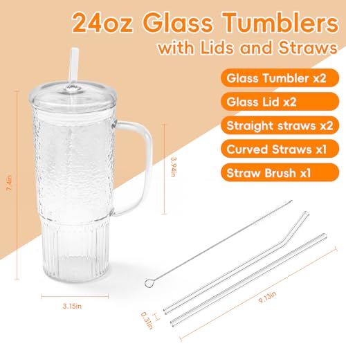 50% Off GOSCHE 24oz Glass Cups with Lids & Straws (2-Pack) - Image 2