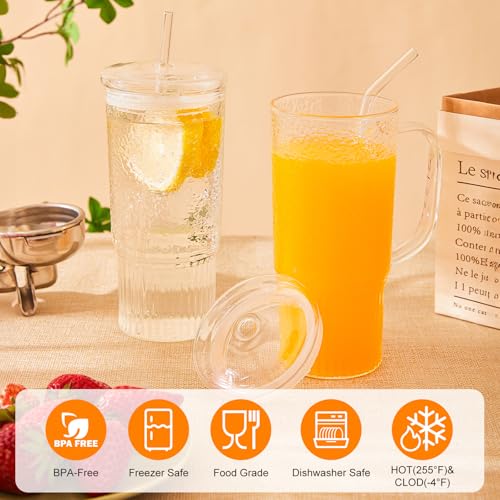 50% Off GOSCHE 24oz Glass Cups with Lids & Straws (2-Pack) - Image 3