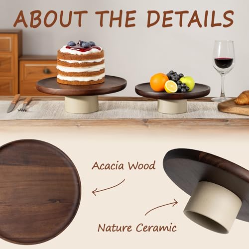48% Off CEEFU Rustic Acacia Wood Cake Stand - Image 4