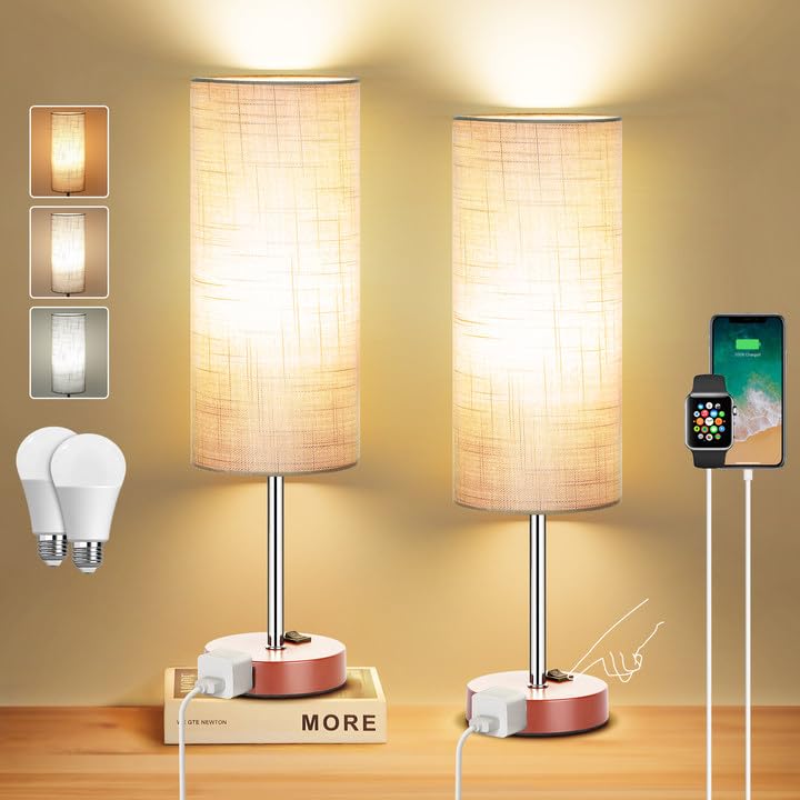 50% Off ZJOJO 2-Pack Nightstand Lamps with AC Outlets - Image 1