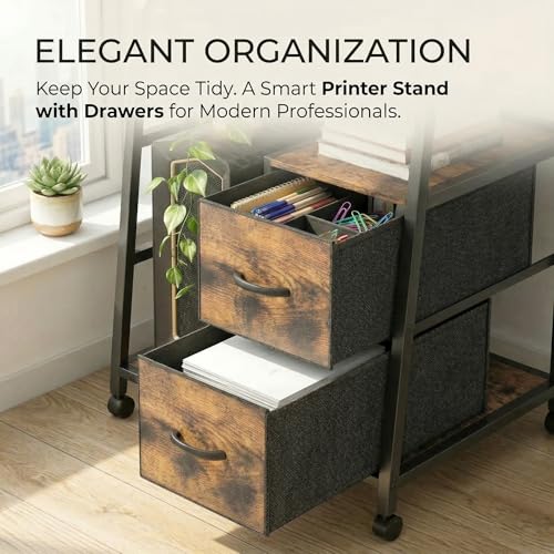 38% Off Printer Stand with Fabric Drawers & PC Tower Compartment - Image 4