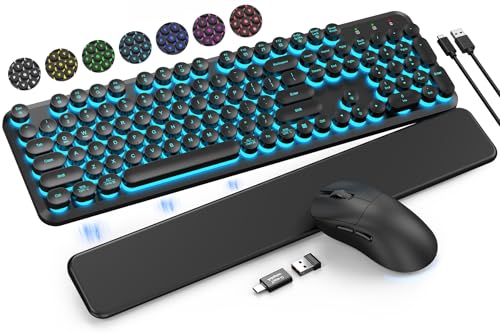 Save 35% on Retro Wireless Keyboard & Mouse Combo with RGB - Image 1
