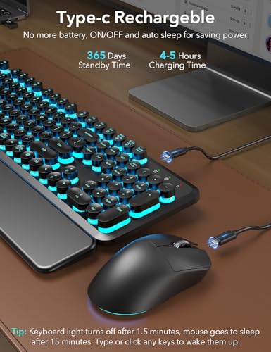 Save 35% on Retro Wireless Keyboard & Mouse Combo with RGB - Image 4