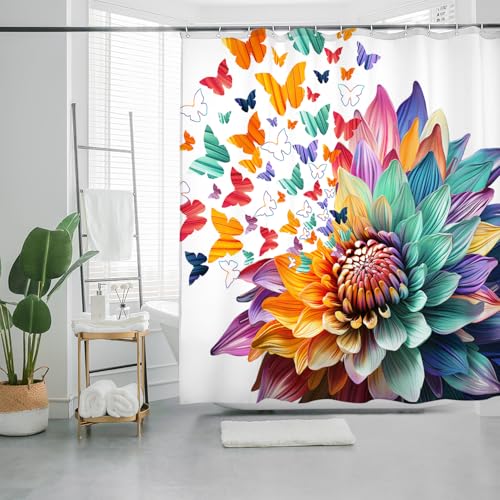 30% Off Colorful Watercolor Floral Shower Curtain - Image 3