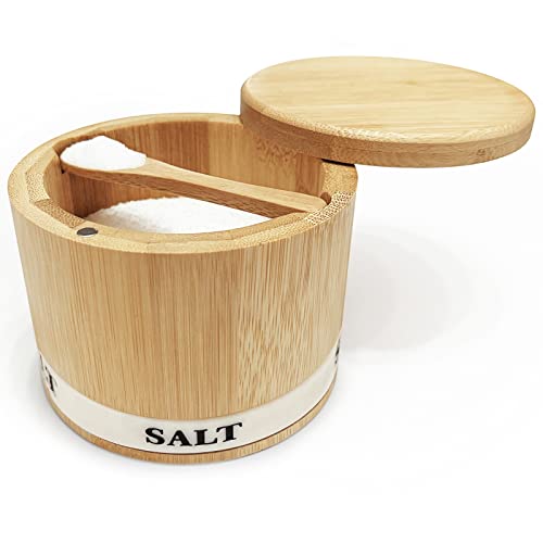 68% Off Bamboo Salt Box with Magnetic Lid & Spoon - Image 1