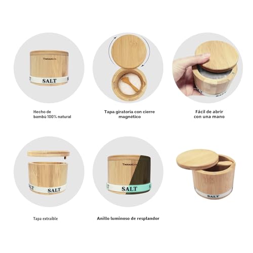 68% Off Bamboo Salt Box with Magnetic Lid & Spoon - Image 4