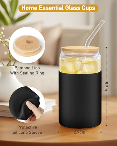 sungwoo 4-Pack Glass Cups with Lids & Straws - 37% Off - Image 3