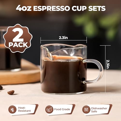 30% Off 2-Pack Espresso Glass Cups with Handle - Image 2