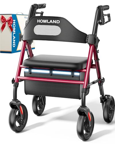 33% Off HOMLAND Foldable Rollator Walker with Seat - Image 1