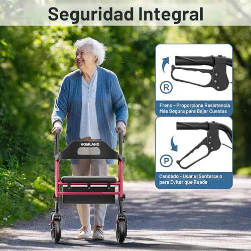 33% Off HOMLAND Foldable Rollator Walker with Seat - Image 4