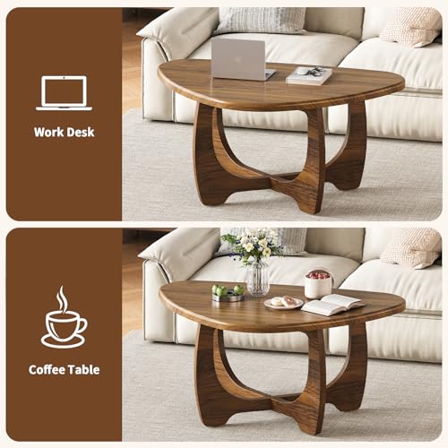 Save 50% on Curlaky Modern Oval Wood Coffee Table - Image 5