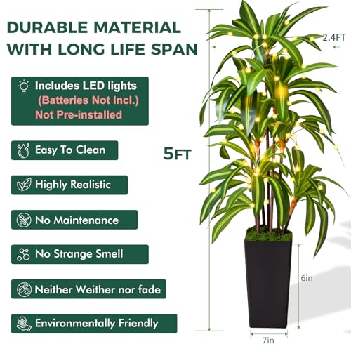 Save 30% on a 5FT Artificial Dracaena Tree with Planter - Image 2