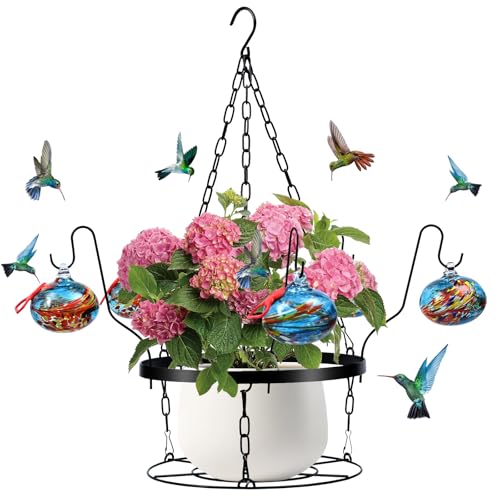 50% Off Hand-Blown Glass Hummingbird Feeder with Planter - Image 1