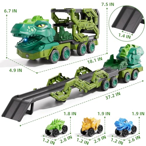 50% Off IHAHA Dinosaur Truck Toy Set with 9 Cars & Sounds - Image 2