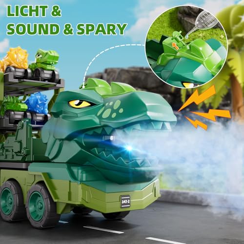 50% Off IHAHA Dinosaur Truck Toy Set with 9 Cars & Sounds - Image 3