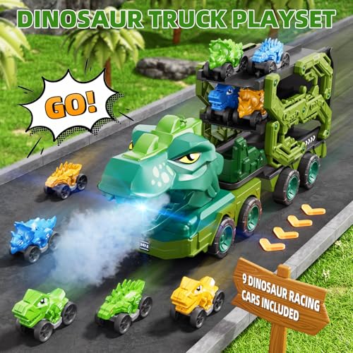 50% Off IHAHA Dinosaur Truck Toy Set with 9 Cars & Sounds - Image 5