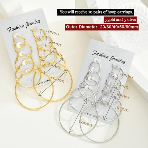 Save 42% on 9-Pair Gold/Silver Hoop Earring Set for Women - Image 4