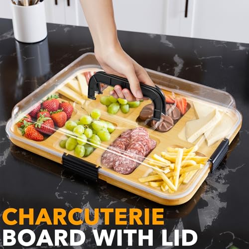 Save 33% on SpaceAid Bamboo Charcuterie Board with Lid - Image 3
