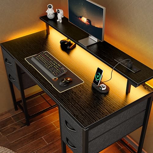 Save 36% on Huuger 47-inch Gaming Desk with LED Lights & Drawers