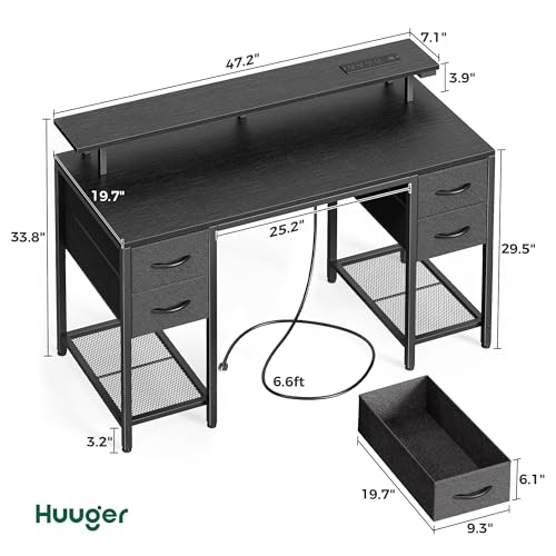Save 36% on Huuger 47-inch Gaming Desk with LED Lights & Drawers - Image 2