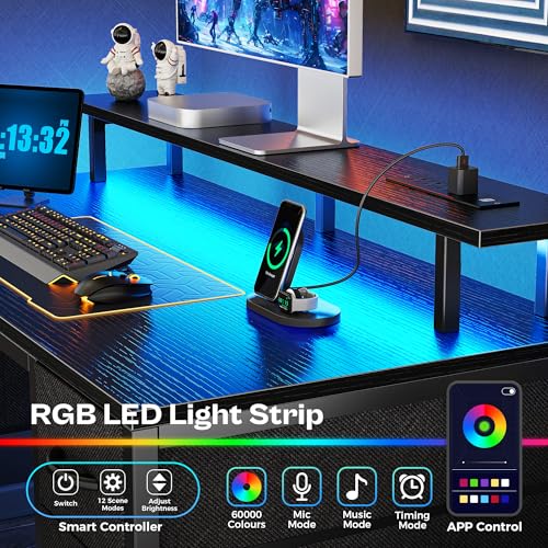 Save 36% on Huuger 47-inch Gaming Desk with LED Lights & Drawers - Image 3