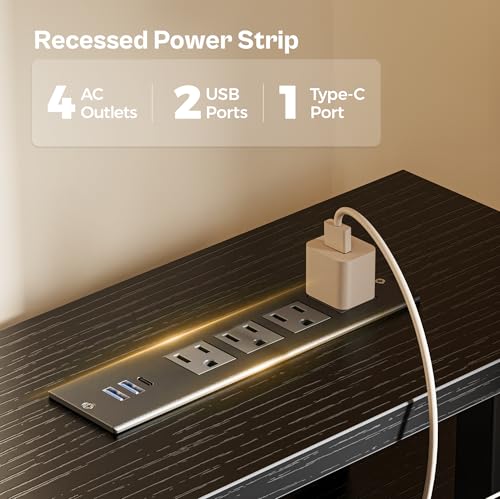 Save 36% on Huuger 47-inch Gaming Desk with LED Lights & Drawers - Image 4