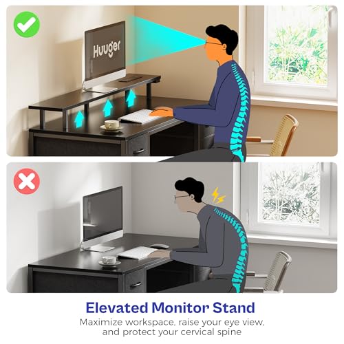 Save 36% on Huuger 47-inch Gaming Desk with LED Lights & Drawers - Image 7