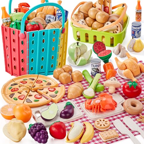 LAUGIGLE 86-Piece Play Food Set for Kids Kitchen Pretend Play - Image 1