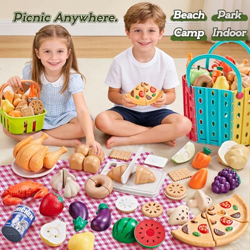 LAUGIGLE 86-Piece Play Food Set for Kids Kitchen Pretend Play - Image 2