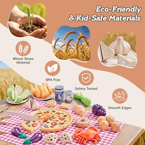 LAUGIGLE 86-Piece Play Food Set for Kids Kitchen Pretend Play - Image 5