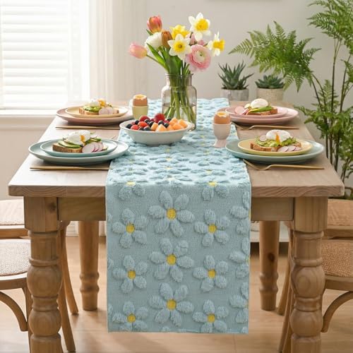 50% Off Artoid Mode Blue Daisy Table Runner for Spring Decor - Image 2