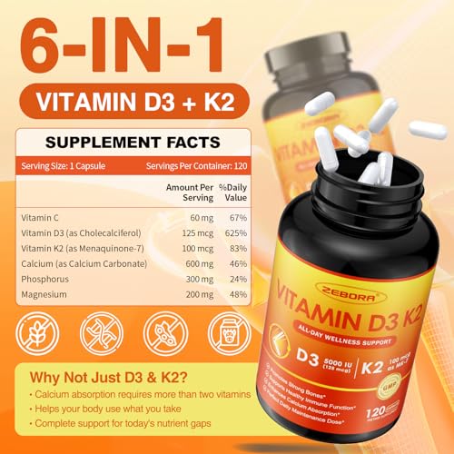 Save 15% on ZEBORA Vitamin D3 K2 5000 IU Bone & Immune Support - Image 2