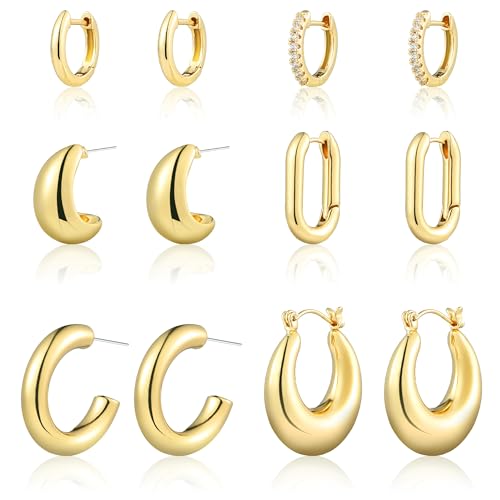 50% Off Wgoud 6-Pair Gold Hoop Earrings Set for Women - Image 1