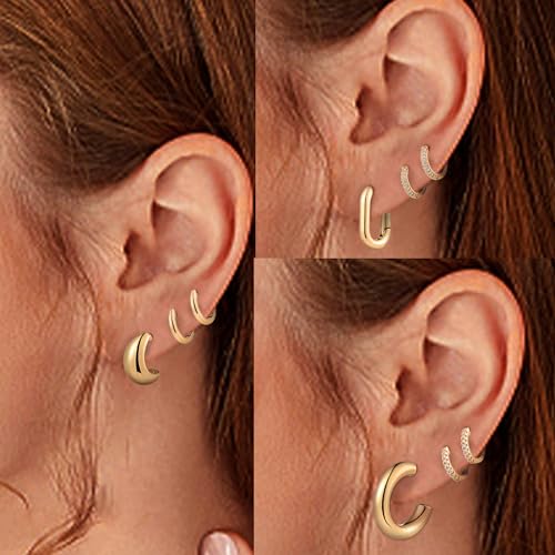 50% Off Wgoud 6-Pair Gold Hoop Earrings Set for Women - Image 3