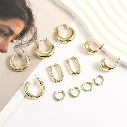 50% Off Wgoud 6-Pair Gold Hoop Earrings Set for Women - Image 4