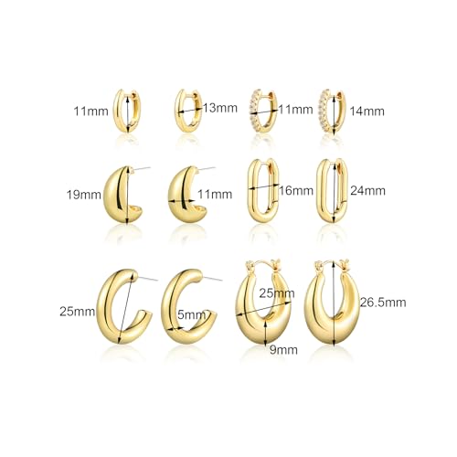 50% Off Wgoud 6-Pair Gold Hoop Earrings Set for Women - Image 5