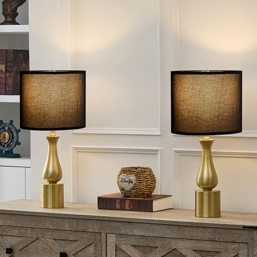 Save on Modern Black & Gold Table Lamps Set of 2 for Living Room - Image 1