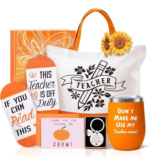50% Off Orange Teacher Appreciation Gift Set with Tumbler & Bag - Image 1