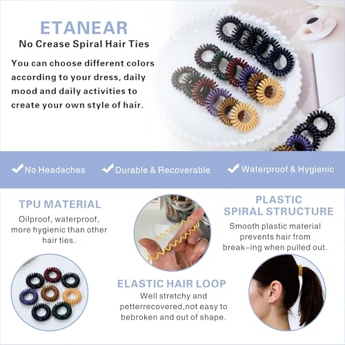Save 23% on ETANEAR Spiral Hair Ties - 24 Pcs No-Damage Scrunchies - Image 4