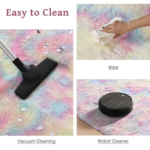 Save 55% on a 6x9 Fluffy Rainbow Area Rug for Bedroom & Living Room - Image 7