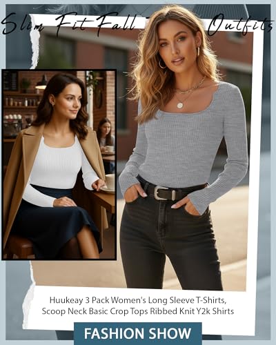53% Off Huukeay 3-Pack Women's Long Sleeve Crop Tops - Image 2