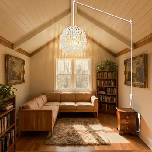 50% Off SLYYMY Rattan Plug-in Pendant Light with Bulbs - Image 5