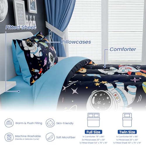 50% Off SANDJEST Full Size Astronaut Bedding Set for Boys - Image 6