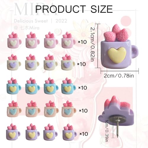 50% Off Strawberry Heart Push Pins - 50 Resin Tacks for Boards - Image 2