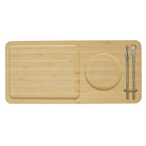 50% Off Bamboo Serving Tray Set with Fork & Spoon - Image 1