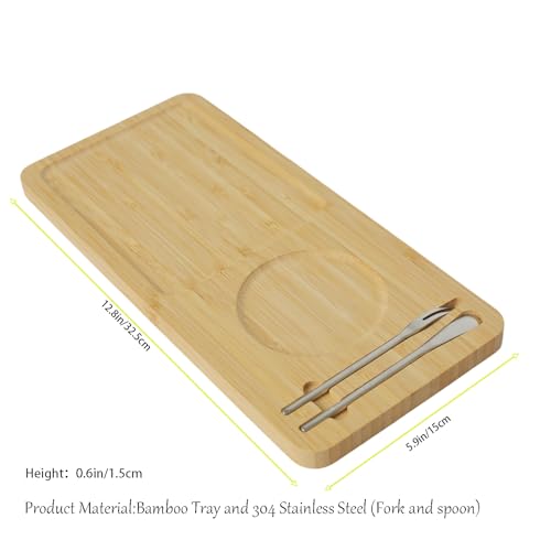 50% Off Bamboo Serving Tray Set with Fork & Spoon - Image 3