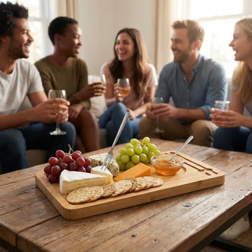 50% Off Bamboo Serving Tray Set with Fork & Spoon - Image 5