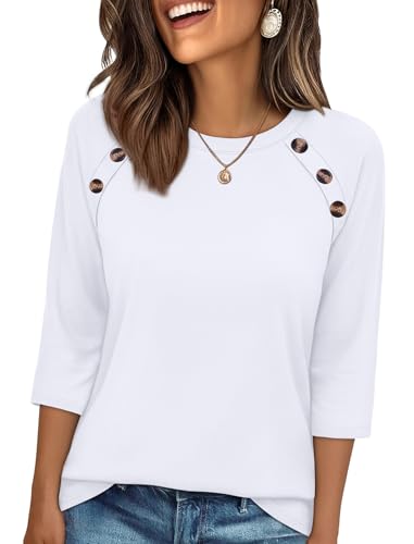58% Off WIHOLL Women's 3/4 Sleeve Casual Blouse Tops