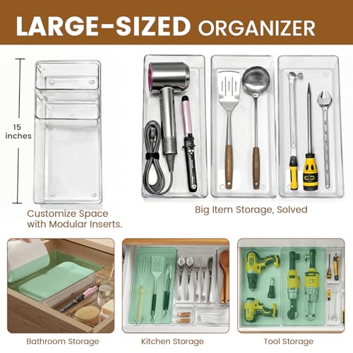 21-Piece Clear Drawer Organizer Set for Vanity & Office - Image 2